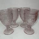 Weddingstar Vintage Inspired Pressed Glass Goblet, Clear-Pink  10oz Lot 4