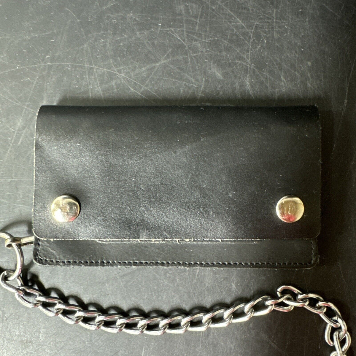 Black Leather Chain Wallet Long Style Billetera