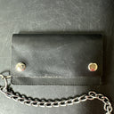 Black Leather Chain Wallet Long Style Billetera