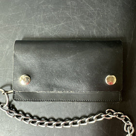 Black Leather Chain Wallet Long Style Billetera