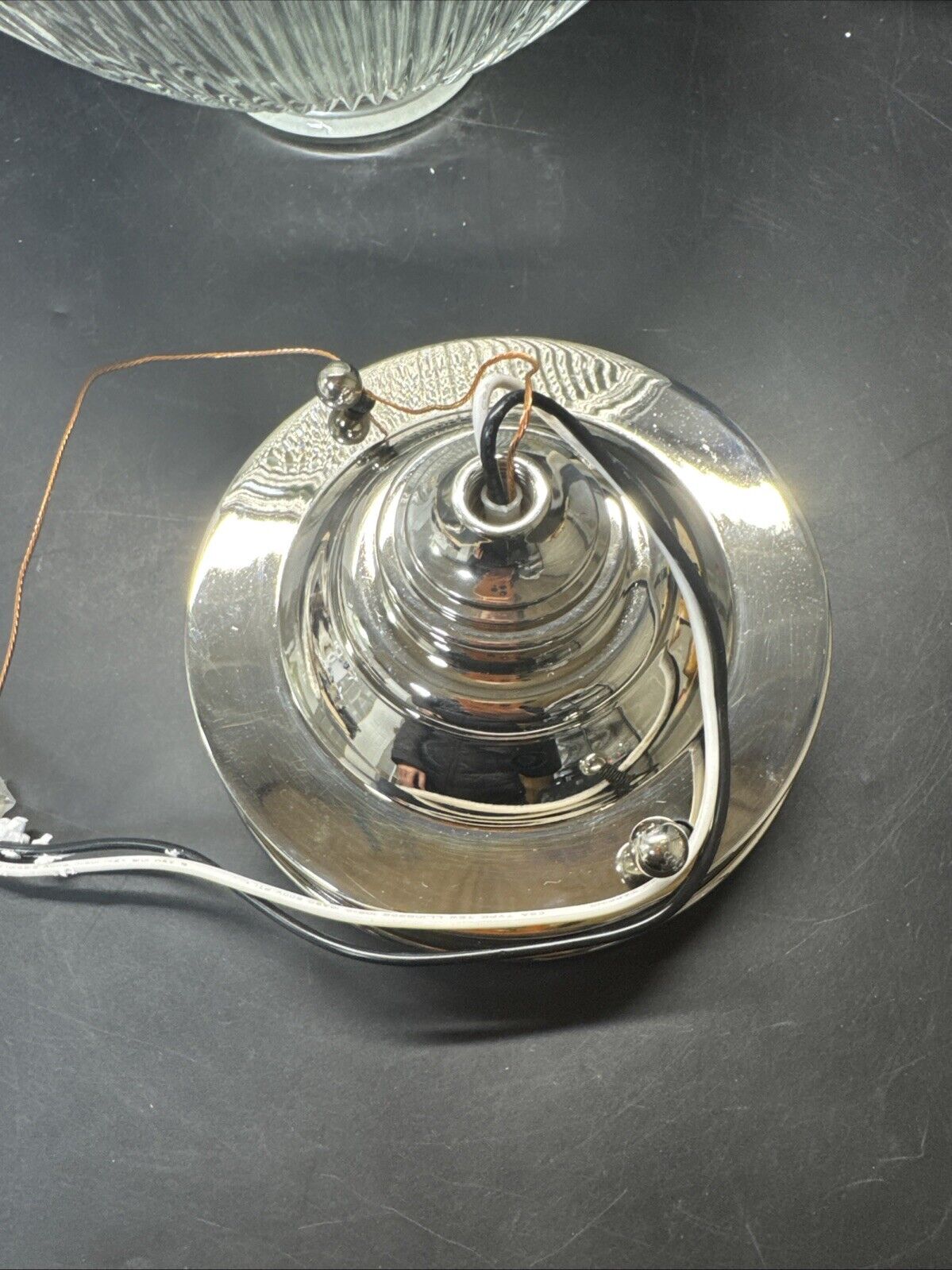 Vintage Robert Abbey Halophane Expandable Pendant Light, Missing Some Parts