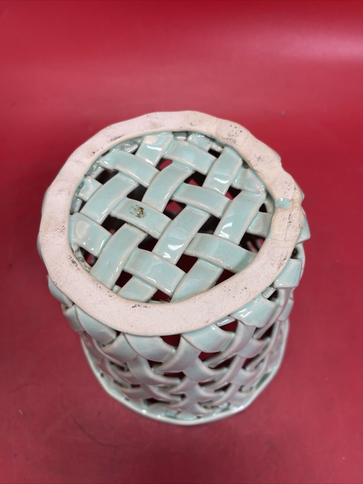 Pottery Basket Ceramic Woven Lattice Basket