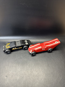 Hand Made Vintage Pinewood Race Cars/ Lot Of 2