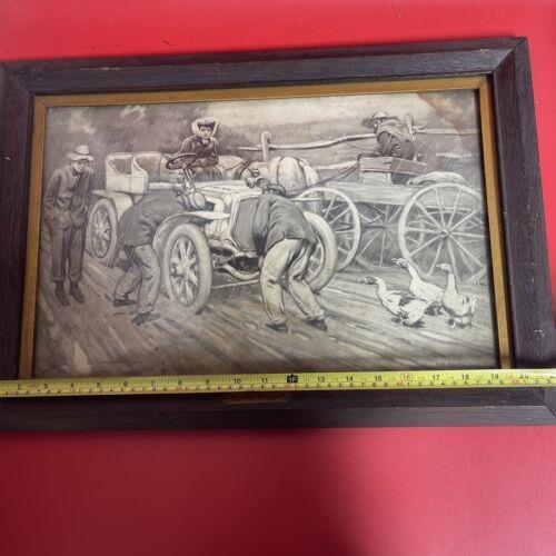 Late 1800's Walter Appleton Clark Orig Print "When an Owner Drives" Orig Frame