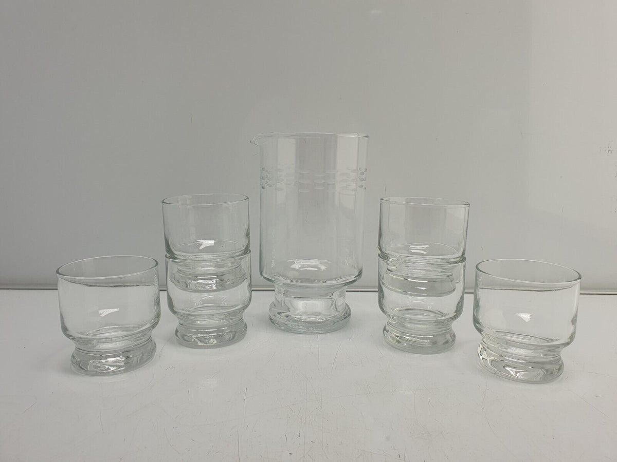 Vintage Whiskey 6 GLASSES & GLASS CARAFE 