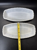 Vintage White Milk Glass 9 1/2" Relish Candy Butter dish/ Lot Of 2