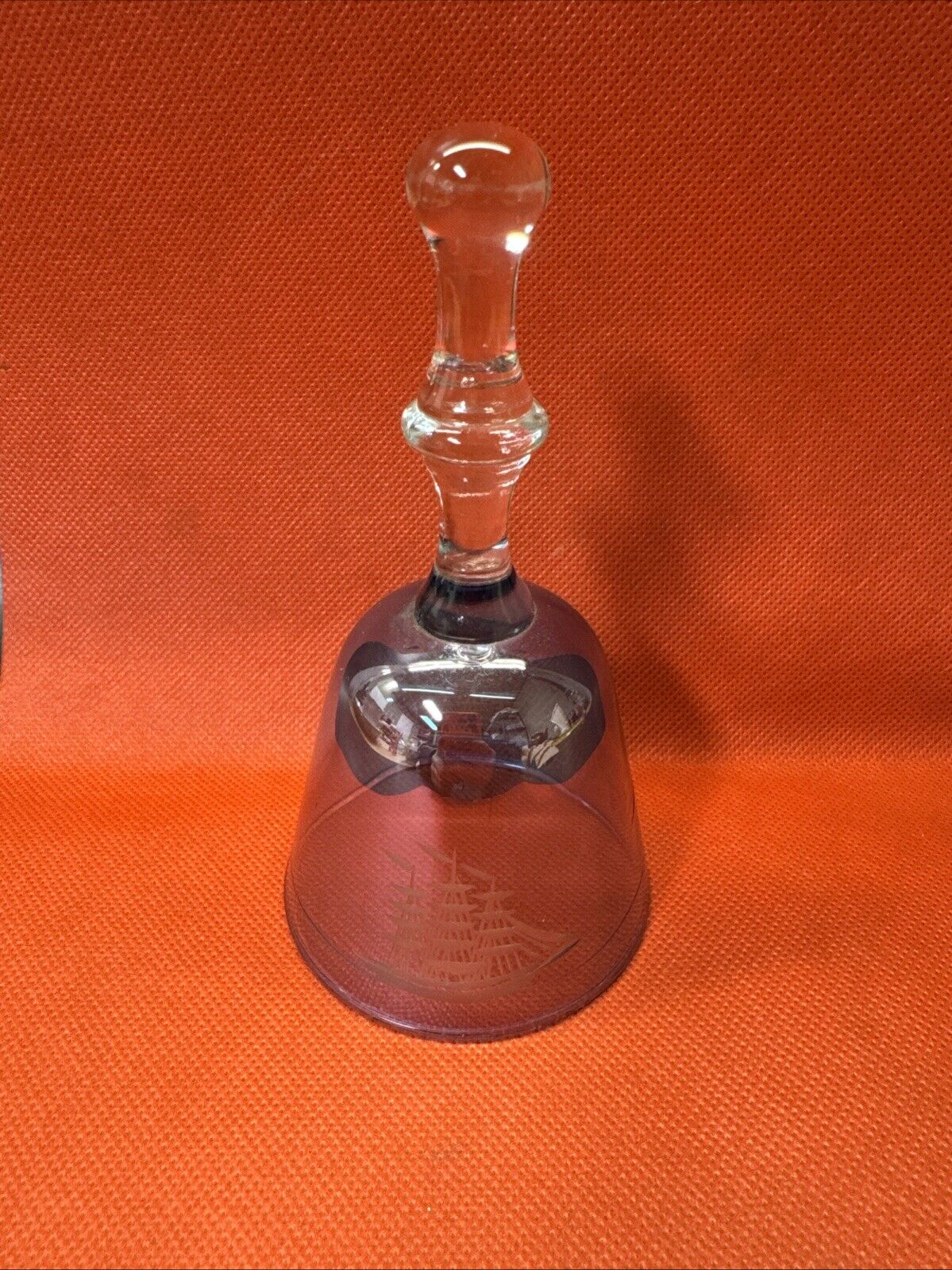 Vintage Etched Glass Blue Bell With Ship And Birds 
