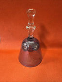 Vintage Etched Glass Blue Bell With Ship And Birds 