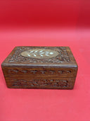 Vintage Hand Carved Teak Wooden Jewelry Trinket Box Made in India Lot 2