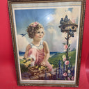 Vintage art Girl Birds house Flowers, by Mabel Rollings Harris Lot 2