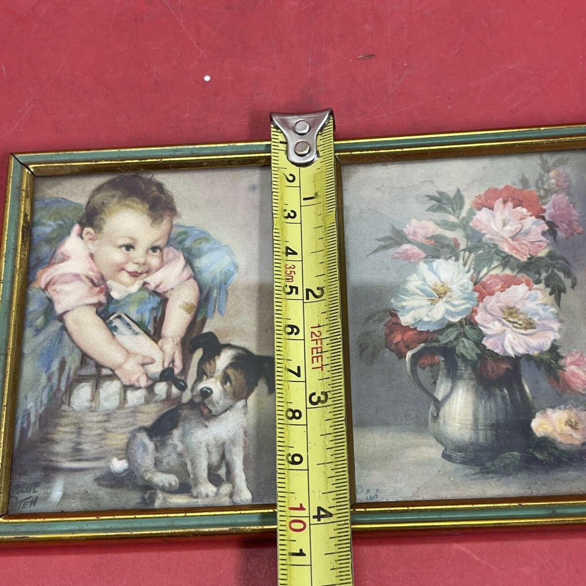 Antique - Loretta Patten "Little Friends" Print & Flower Pot, Lot 2