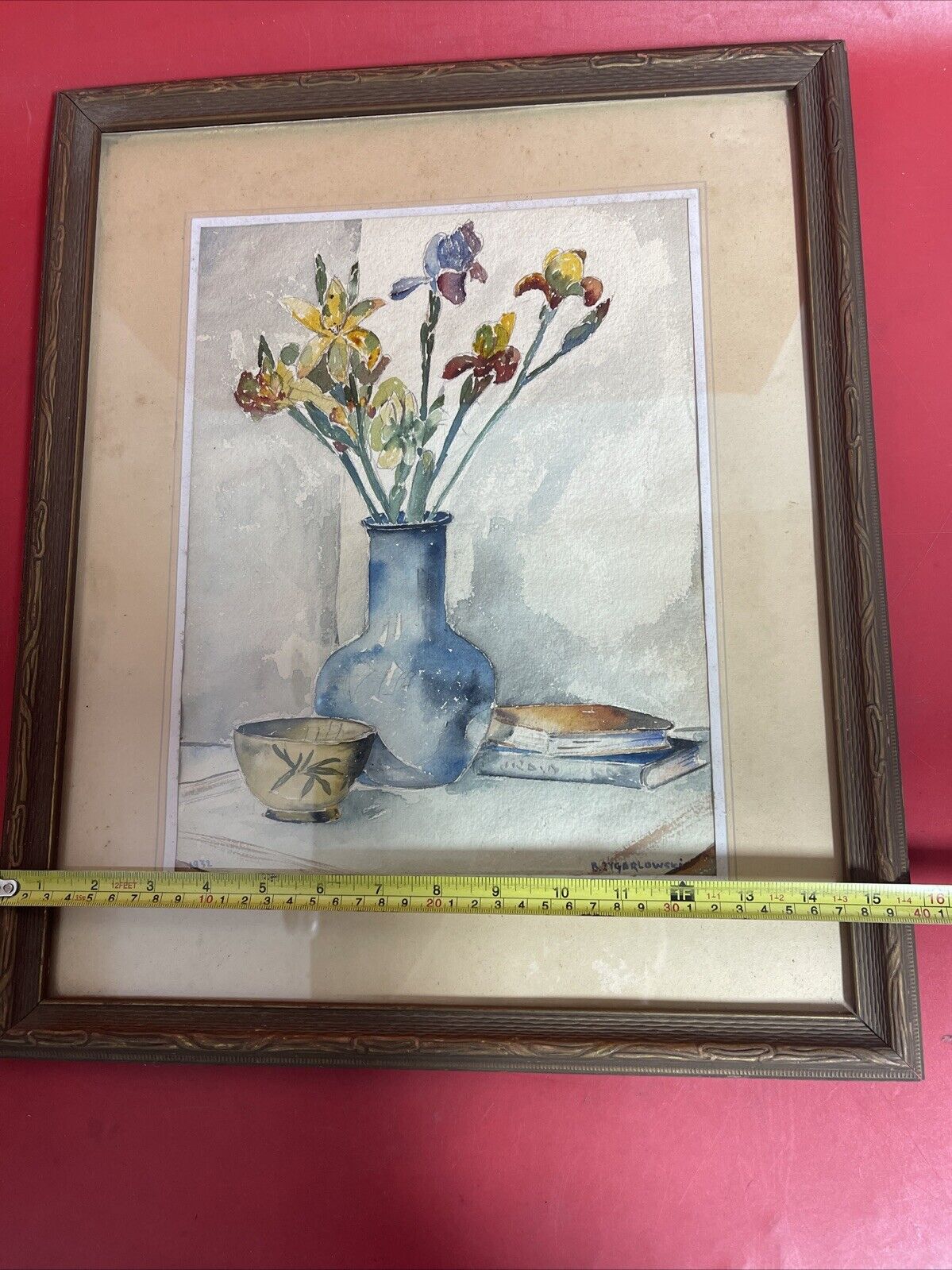 Vintage Painting,, Irises in a Vase’’ 1932 B. Zygarlowski