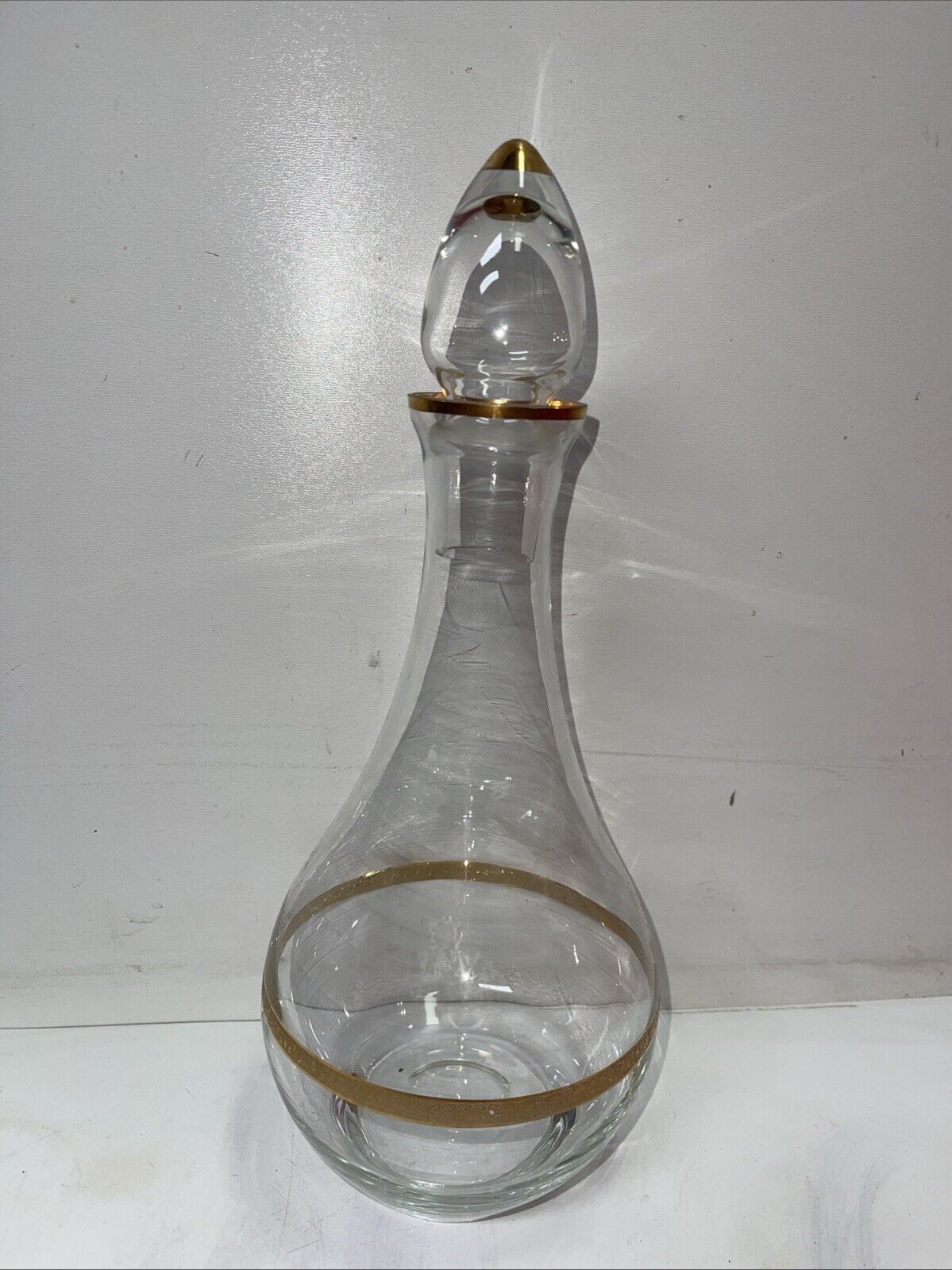Glass Decanter 24K Gold Accent Bands Whiskey Wine Imperial Crystal Collection 