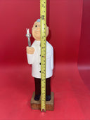 Handmade Wooden Figurine Doctor Dentist Scientist Folk Art 12"