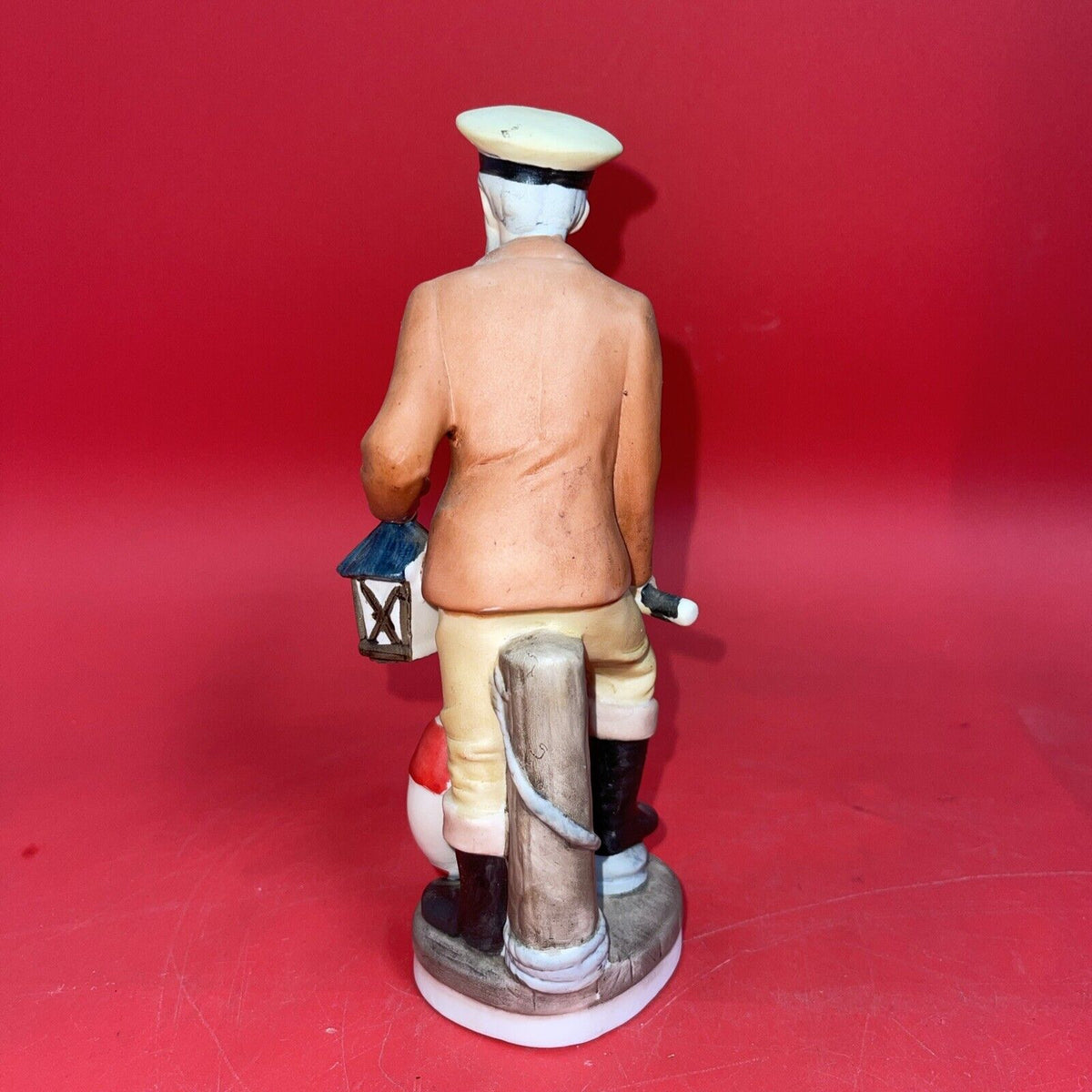 Vintage Sea Captain Holding Telescope & A Lantern 8" Bisque Porcelain Figurine