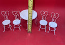 Vintage Set Mini 4 Doll Chairs with Backrest and Table. Hand Made by Phil Wilson