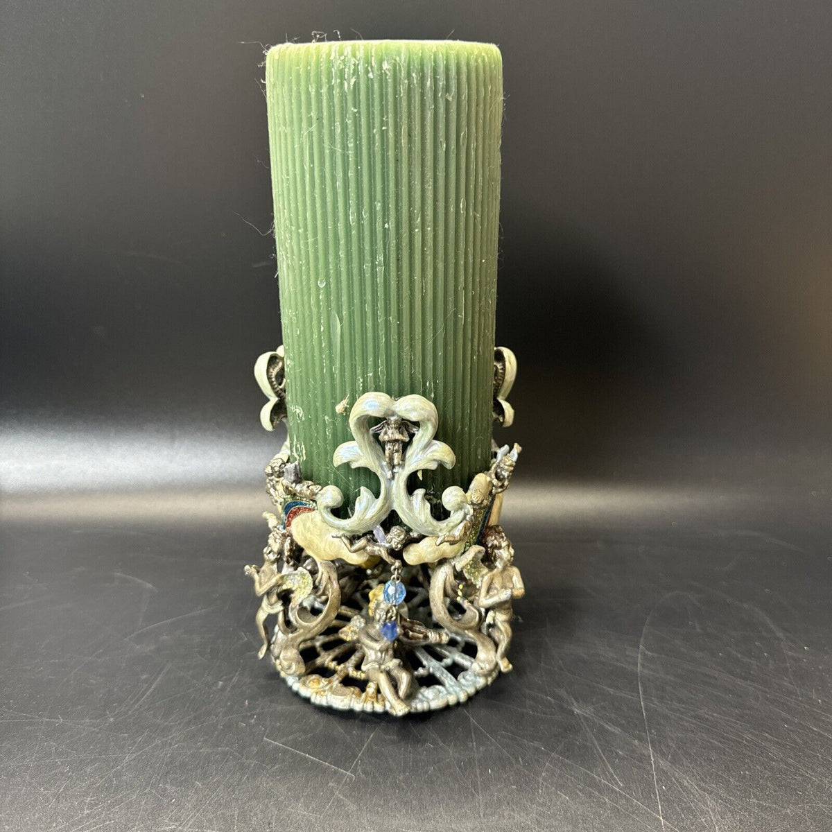 Kirks Folly Secret Of The Seven Angels Wishing Candle Holder Antique Silver-Tone