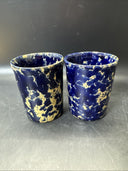 Bennington Vermont Blue Agate Pottery Mugs Trigger Handle 1340 4"/ Set Of 2