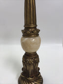Pillar Candleholder Alabaster & Ornate Gold Gilt