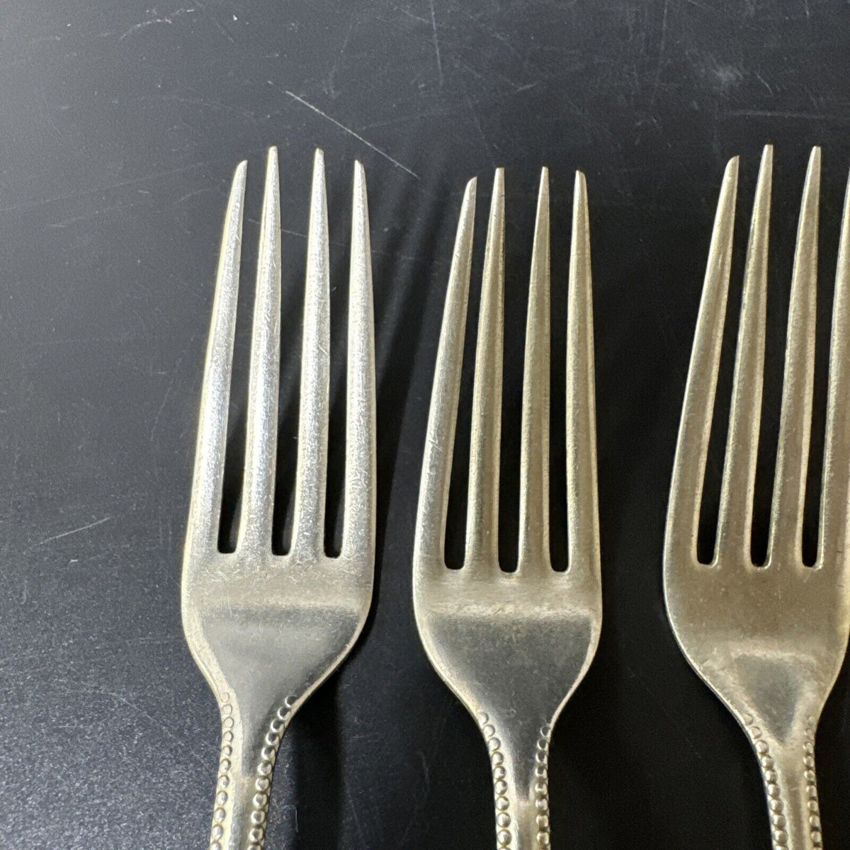 Vintage Brazil Silver Dinner Forks Monogrammed/ Lot 4 Pcs