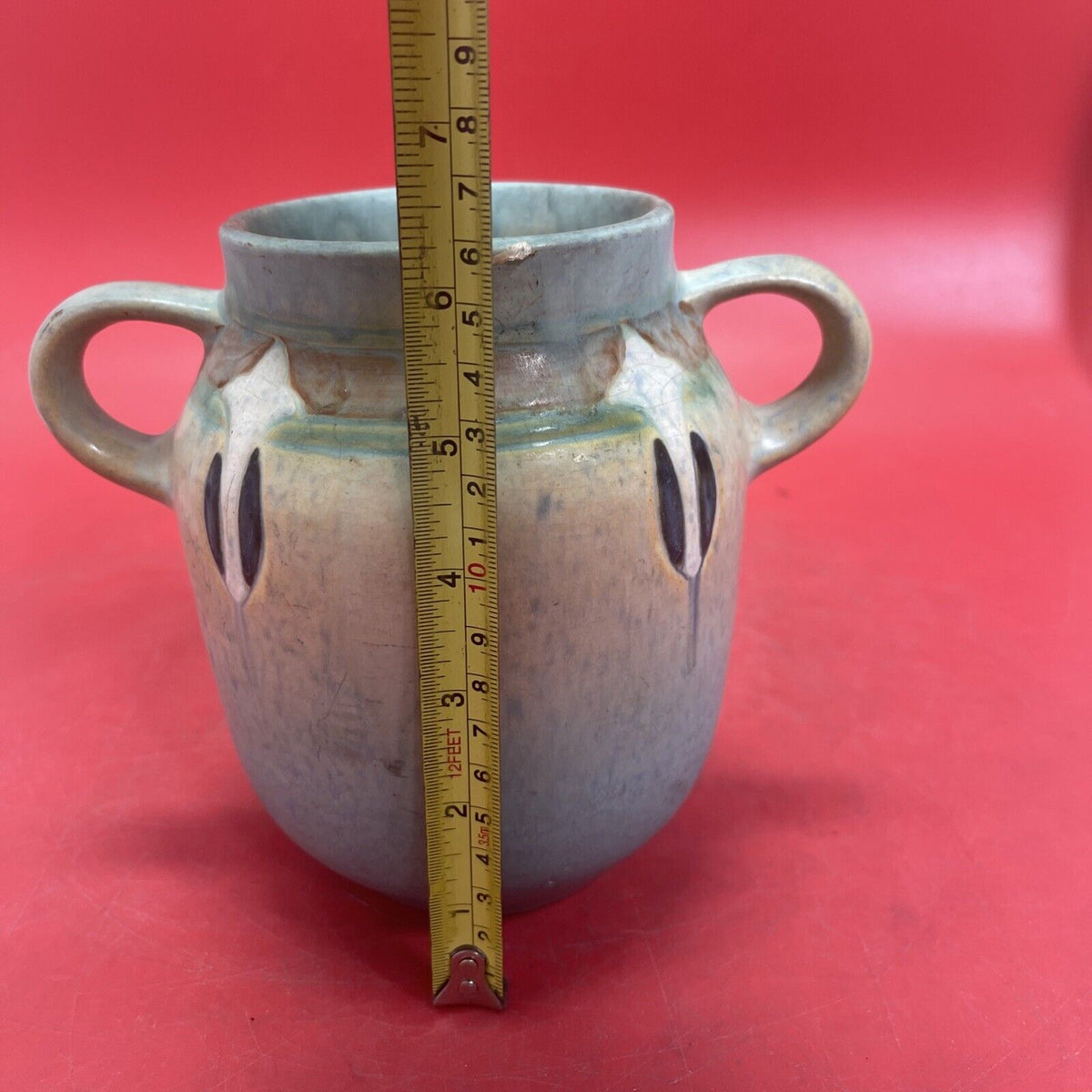 Roseville Pottery '' Montacello '' Aqua Color Vase, Shape no 560-6, In 1931