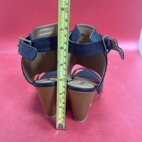 Qupid Kendall Black Brown Wedge Sandals Women’s 7.5 WITH BOX