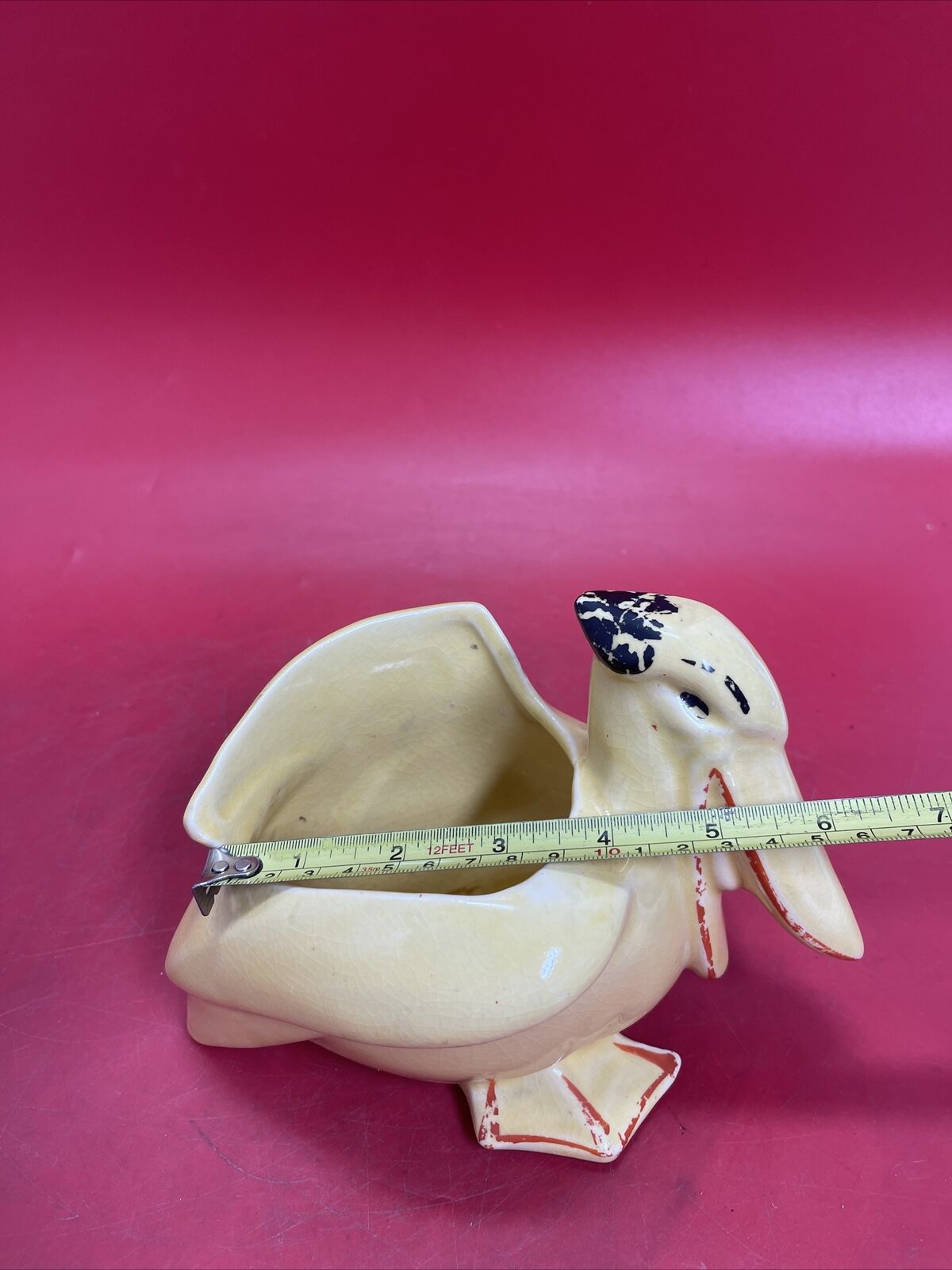 Vintage 1920s NELSON McCOY Cream/Yellow Pelican Ceramic Planter 5.25” T x 7.5” L