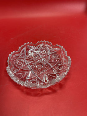 Cut Crystal Sawtooth Edge Low Bowl 6”