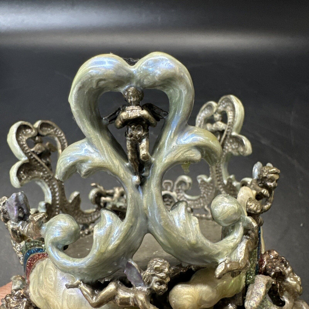 Kirks Folly Secret Of The Seven Angels Wishing Candle Holder Antique Silver-Tone