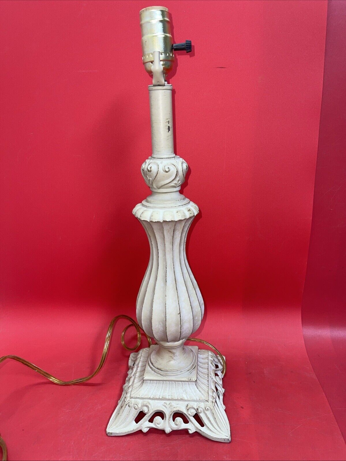 Vintage Berman Lamp Metal  Cream Heavy No Shade