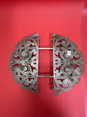 Antique Silverplate Expandable Trivet Au Bon Marche' - Paris Ornate Scrollwork
