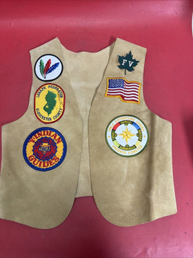 Vintage  YMCA Indian Guides Adult Leather Vest Patches