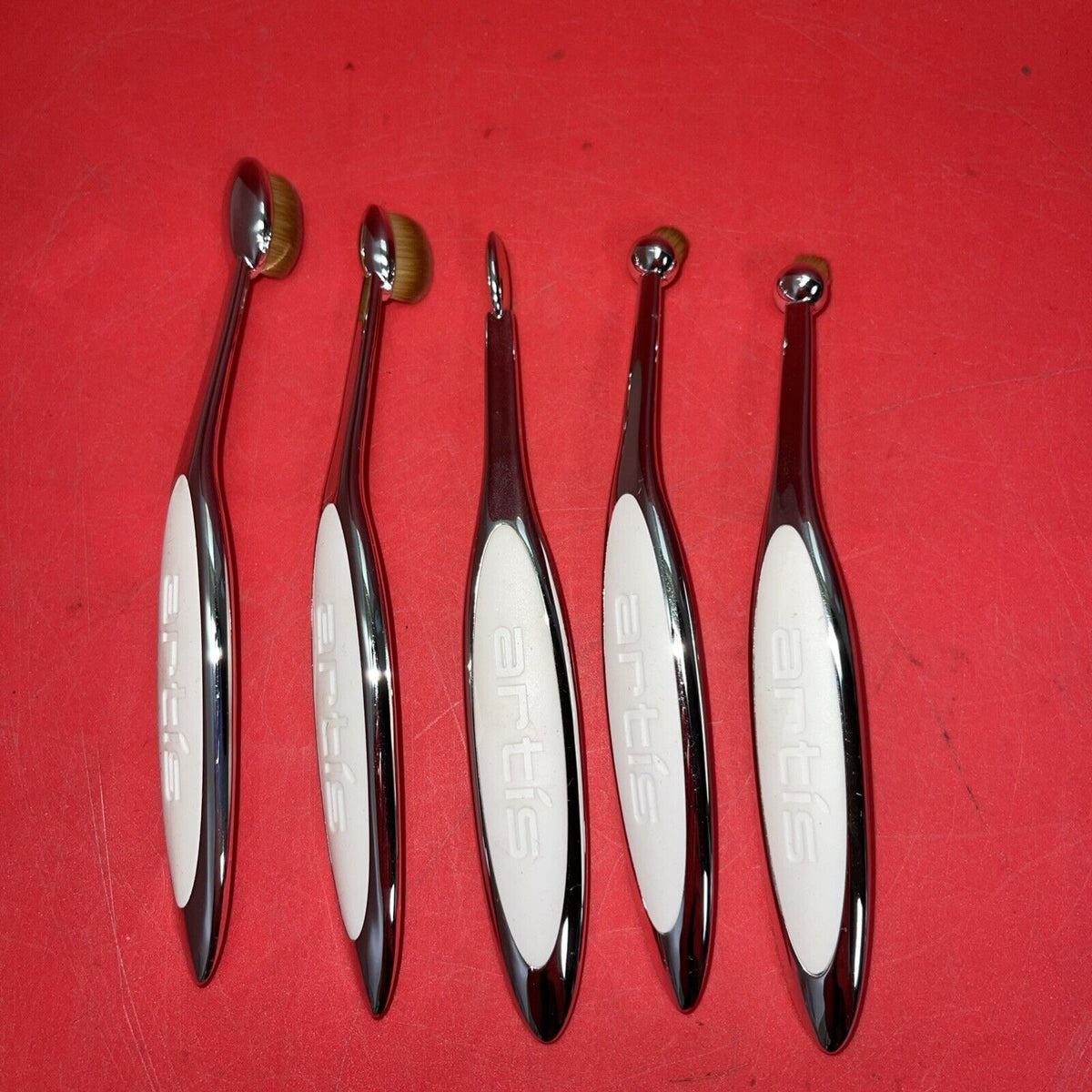 Artis Elite Collection Make-Up Whine Finish Cosme Fibre 5 Brush Set Used #3