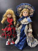 Vintage Beautiful Porcelain&Cloth Dolls 15”,16”/ Lot Of 2