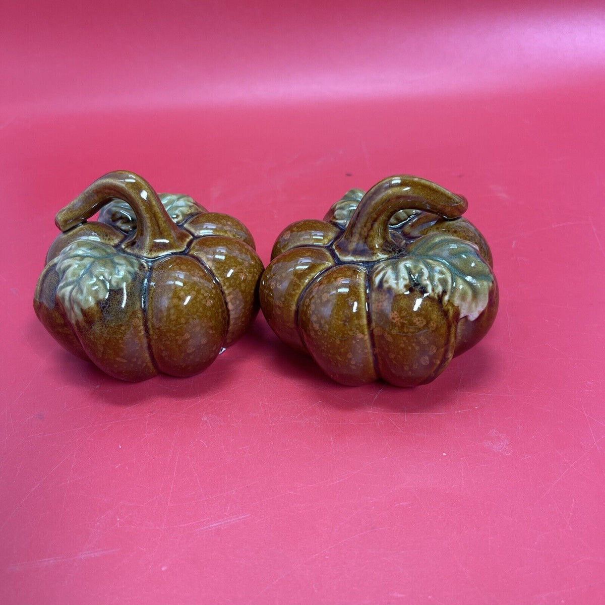 Small Ceramic Fall Autumn Pumpkin Thanksgiving Farmhouse Décor Lot 2