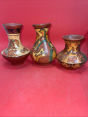 Vintage Hand Painted Aztec Mayan Tribal Art Vases Lot 3