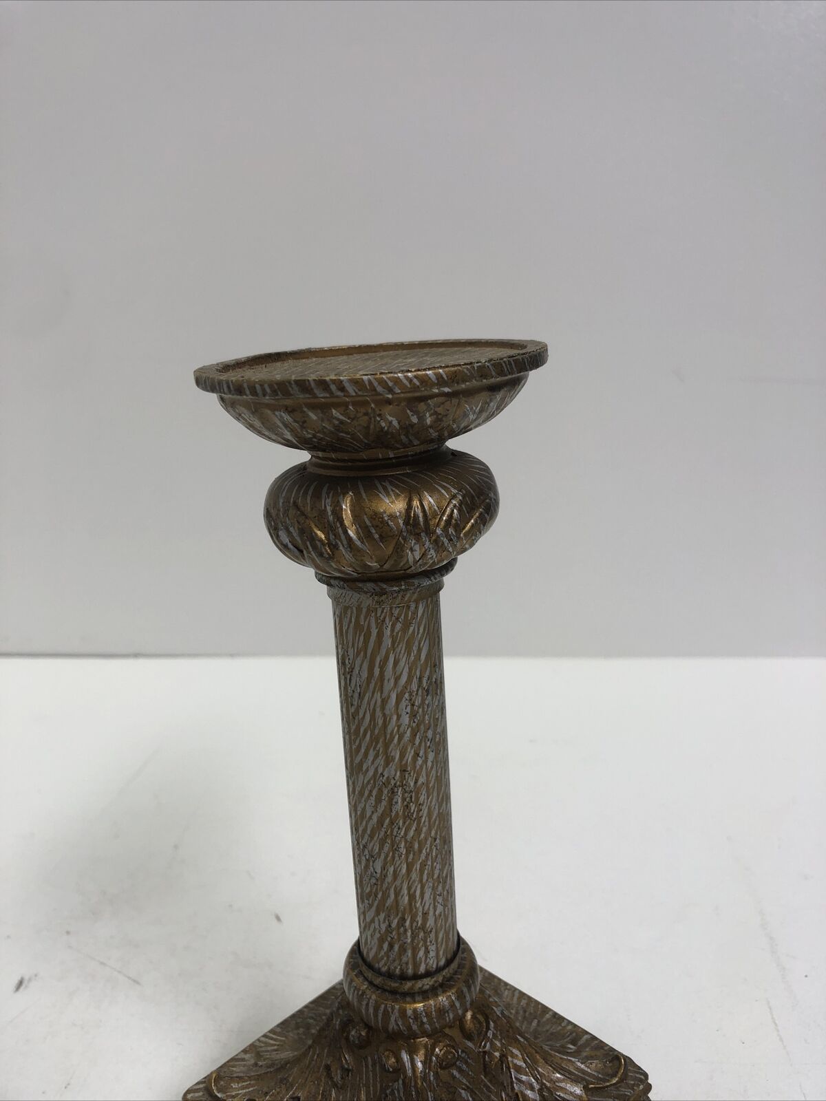 Pillar Candle Holder Resin Marble Ornate Column Base 10" Retro Home Decor