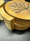 MODERN BAMBOO CORK TREE DESIGN SET OF 8 TABLE COASTERS