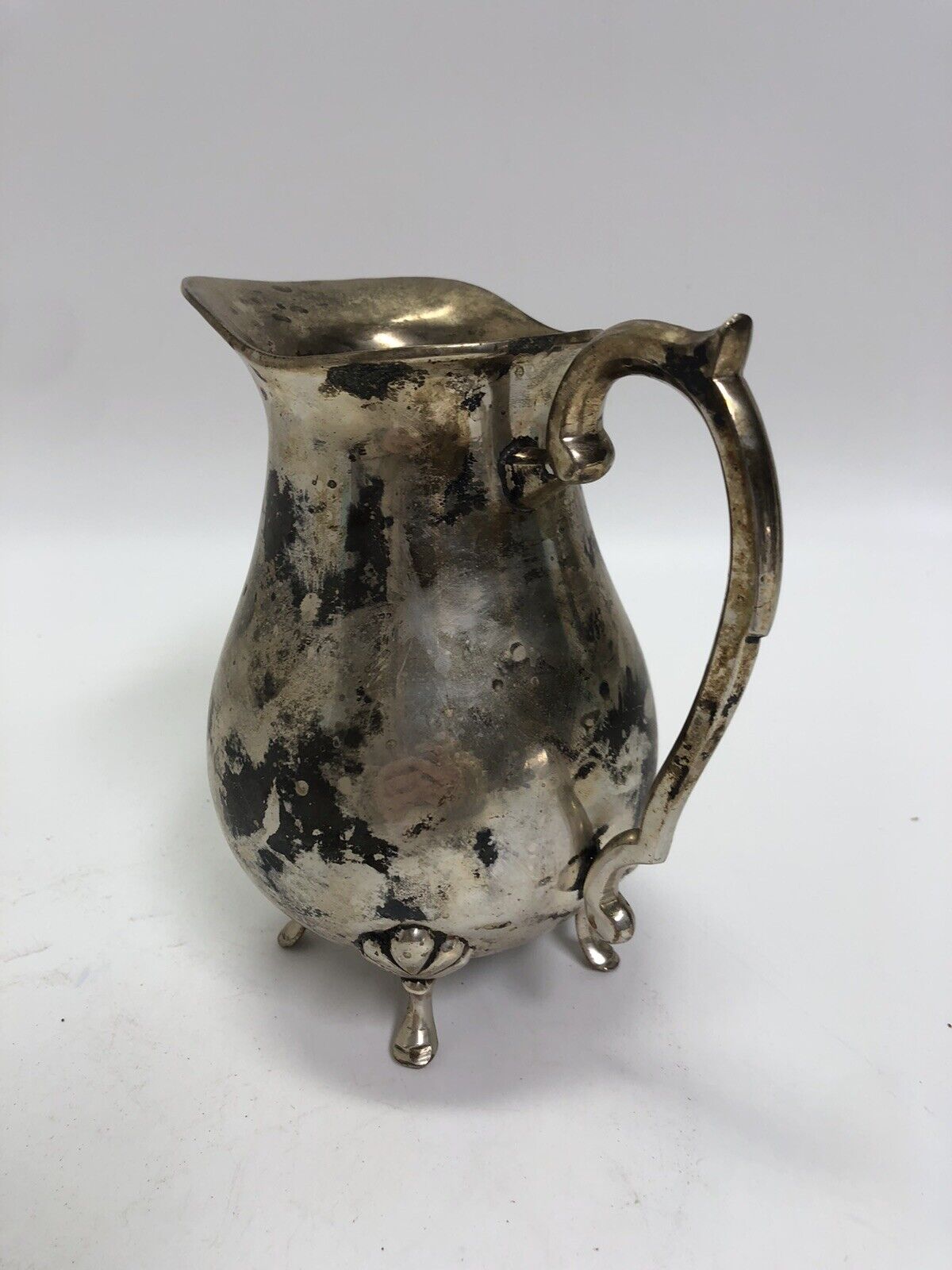 Silverplate Water Pitcher with Ice Guard and Claw Feet