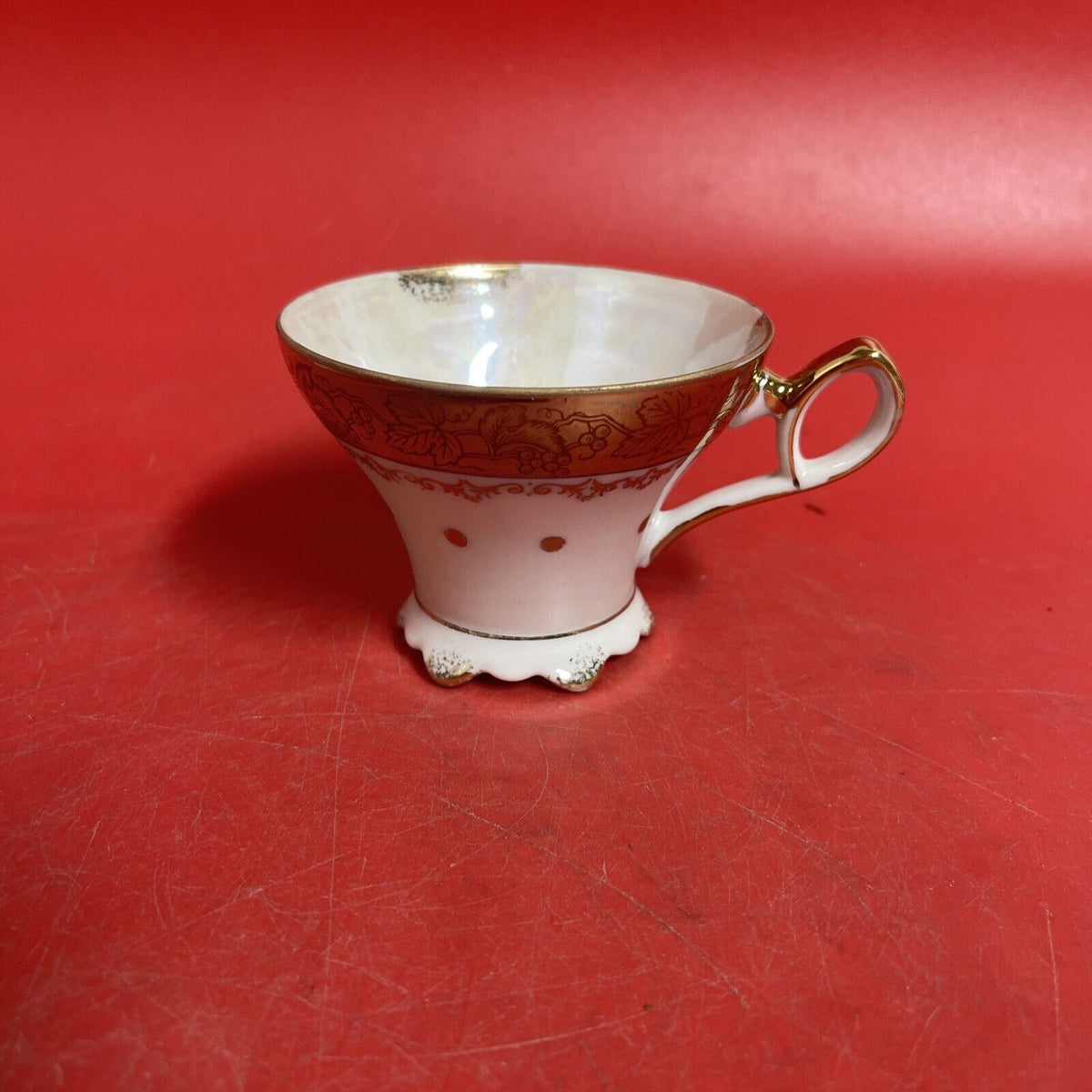 LM Royal Halsey Tea Cup & Saucer Very Fine Reticulated Gold Trim Vintage