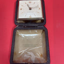 Vintage Westclox Travel Wind Up Alarm Clock Leather Case Made In Germany