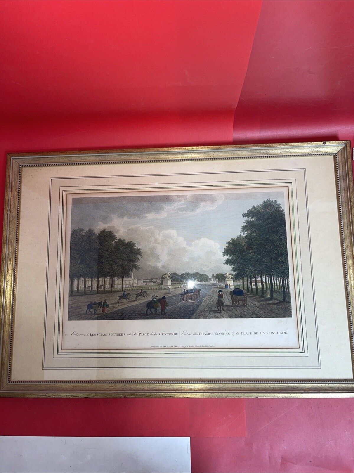 Paris Place de la Concorde Lithograph Print by Richard Phillips 1803