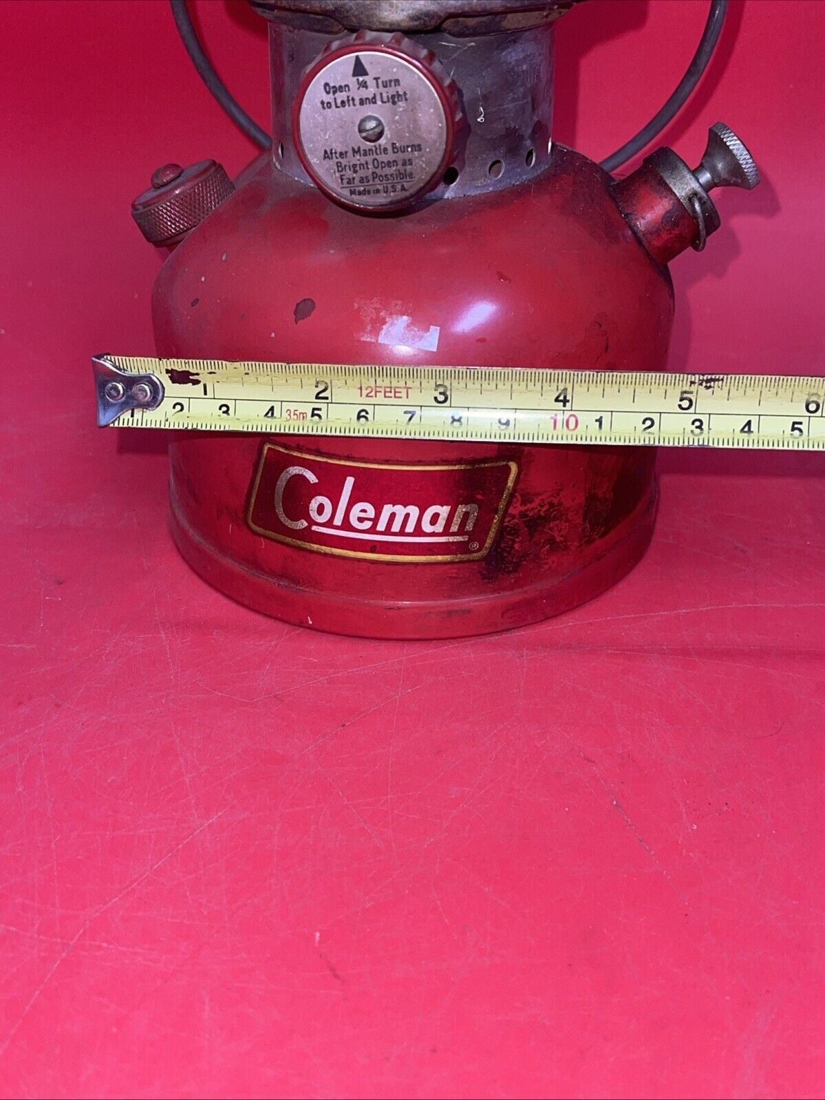 Vintage Red Coleman Model 200A Black Band Lantern