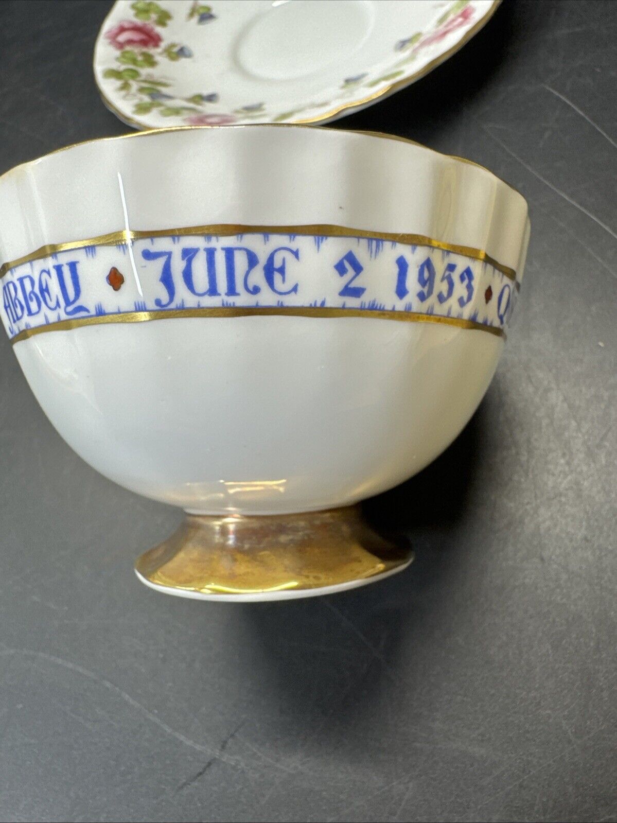 Aynsley Queen Elizabeth II 1953 Coronation Teacup and Saucer  - England