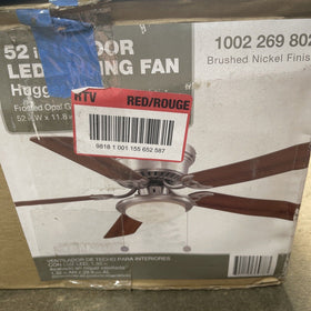 Hampton Bay Hugger 52 in. Brushed Nickel Ceiling Fan with LED Light