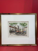 European Scene Framed Artist Print Signed Outdoor Street Cafe