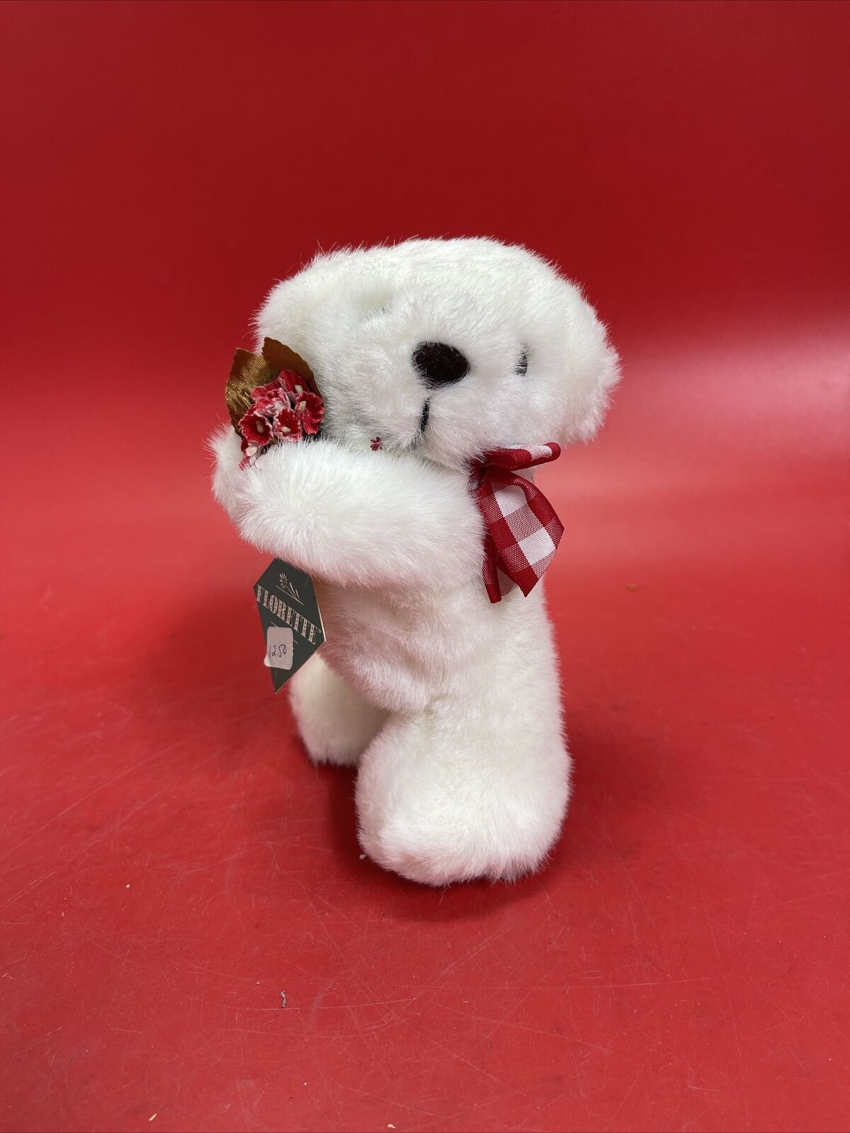 Florette 4334 Vintage 1988 North American Teddy Bear Co White Standing Bear Rose