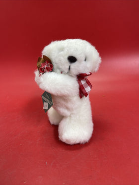 Florette 4334 Vintage 1988 North American Teddy Bear Co White Standing Bear Rose
