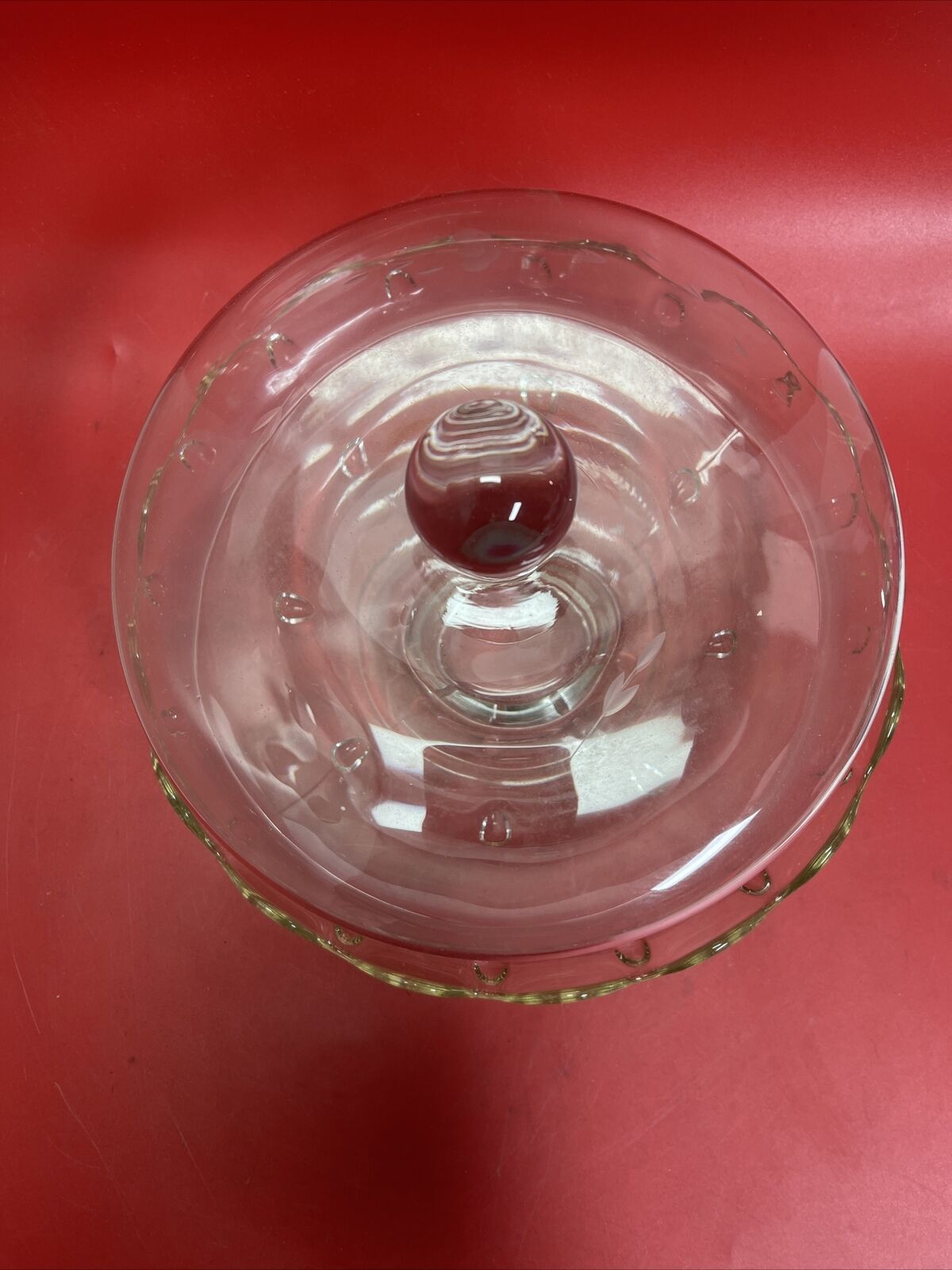 Vintage Scalloped Cake Plate /  Stand and Clear Cloche