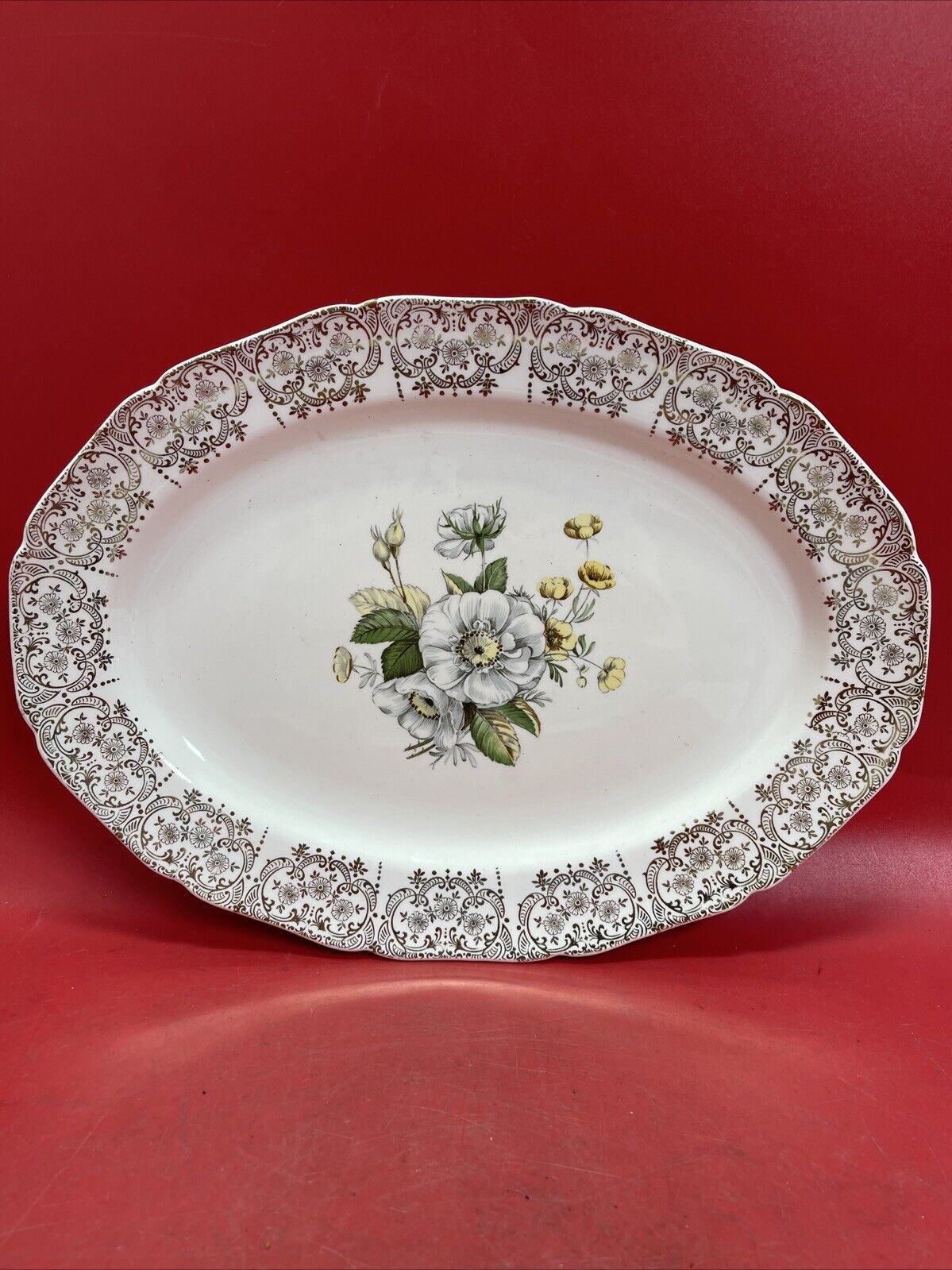 Vintage Val Worth Serving Platter  First Quality Victorian 22 Kt Gold 15”x11”